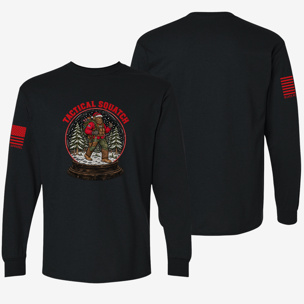 Tactical Quatch Long Sleeve Black front and back mockup