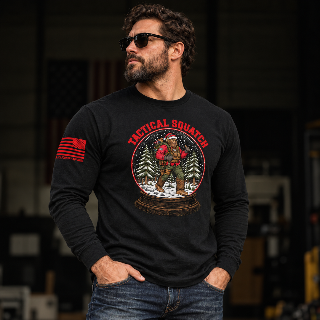 Tactical Quatch Long Sleeve Black front design lifestyle creative