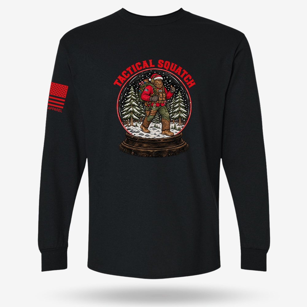 Tactical Quatch Long Sleeve Black main printed design mockup