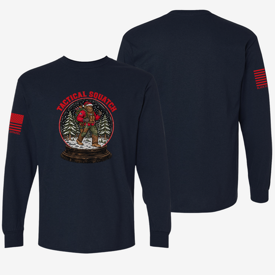 Tactical Quatch Long Sleeve Navy front and back mockup