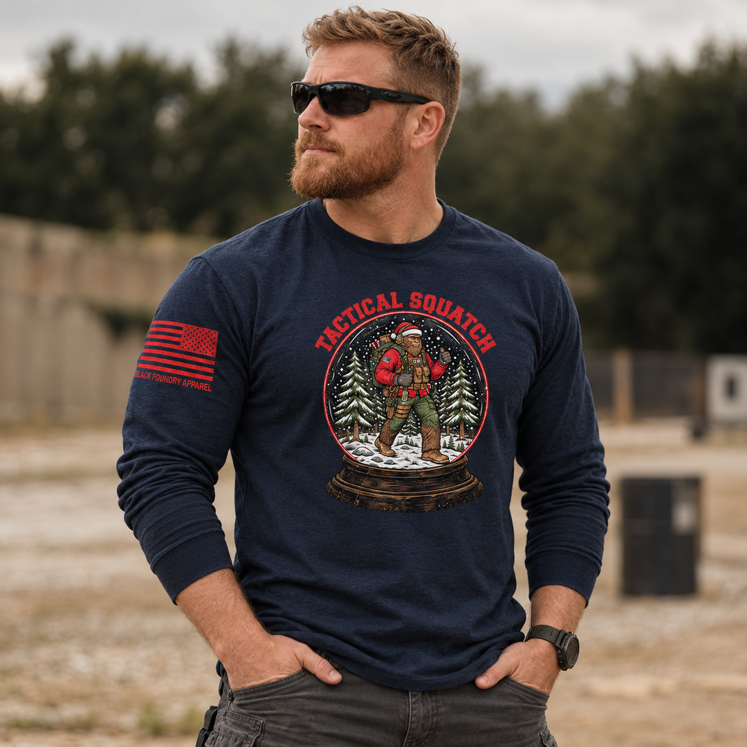 Tactical Quatch Long Sleeve Navy front design lifestyle creative