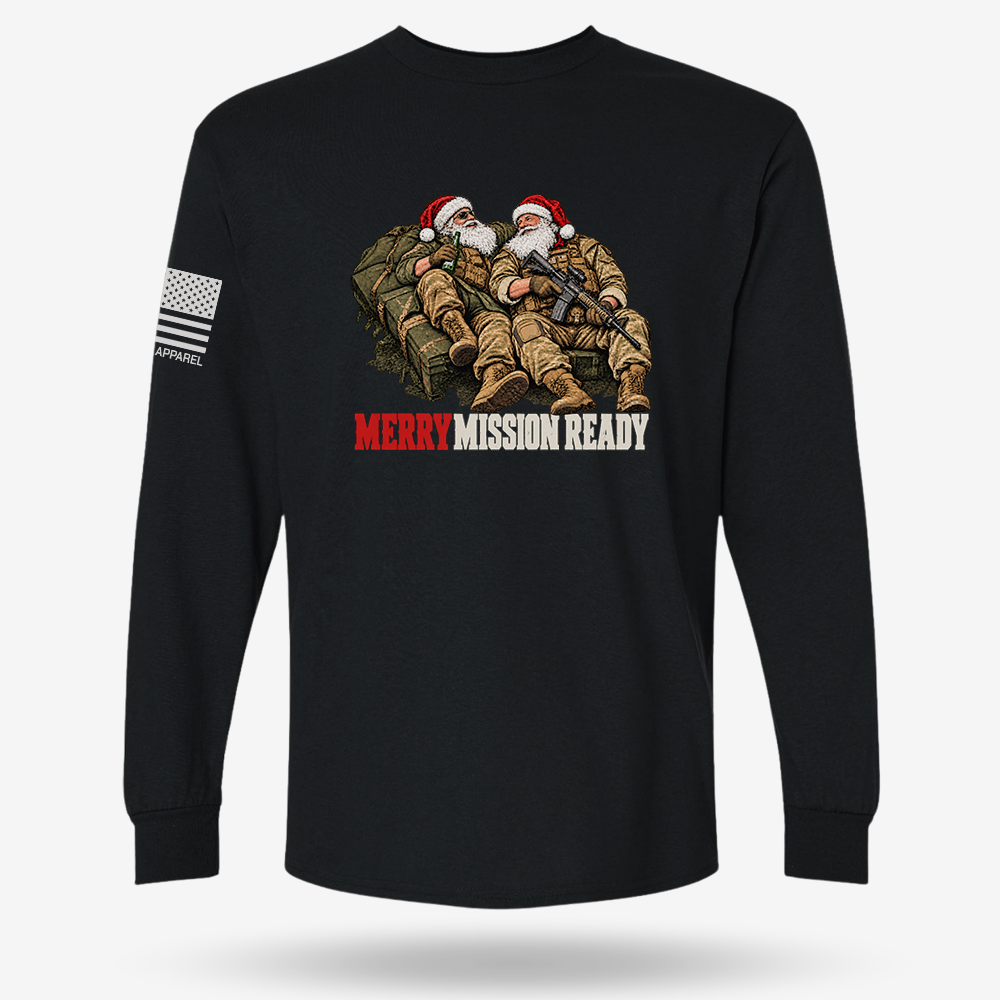 Tactical Santa Brotherhood Long Sleeve Black main printed design mockup