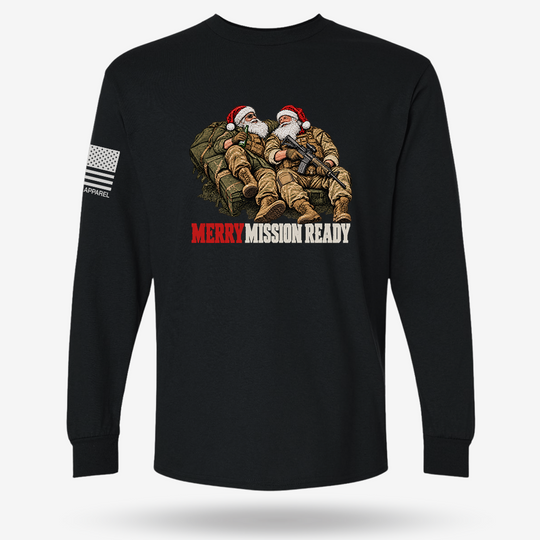 Tactical Santa Brotherhood Long Sleeve Black main printed design mockup