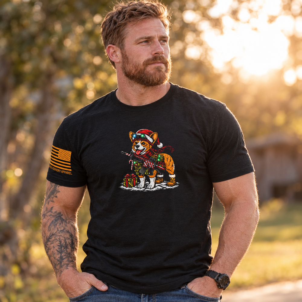 Tacticorgi Xmas Ops T-shirt Black front design lifestyle creative