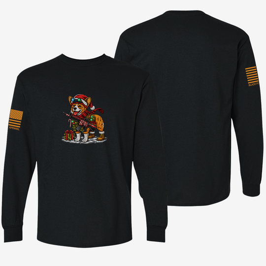 Tacticorgi Xmas Ops Long Sleeve Black front and back mockup