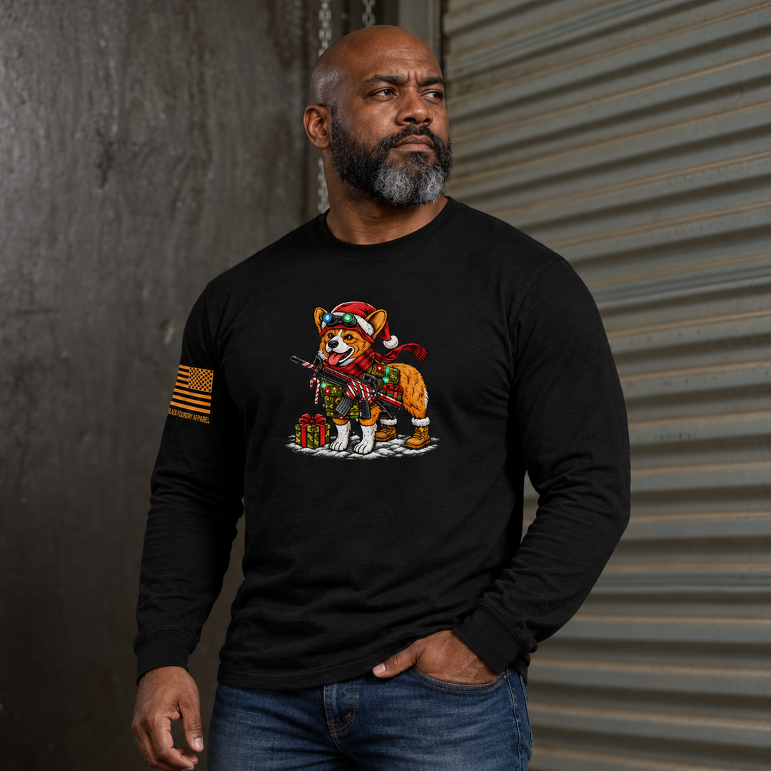 Tacticorgi Xmas Ops Long Sleeve Black front design lifestyle creative