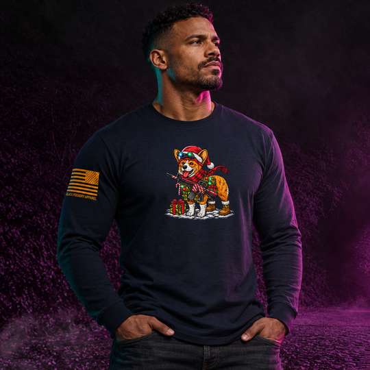 Tacticorgi Xmas Ops Long Sleeve Navy front design lifestyle creative