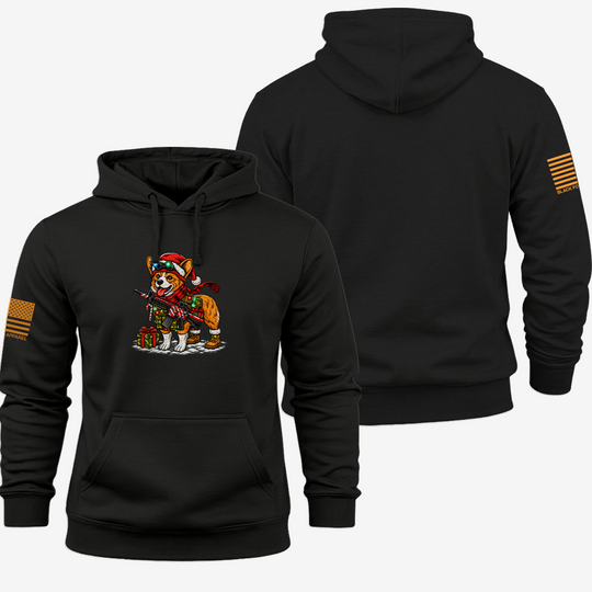 Tacticorgi Xmas Ops Hoodie Black front and back mockup