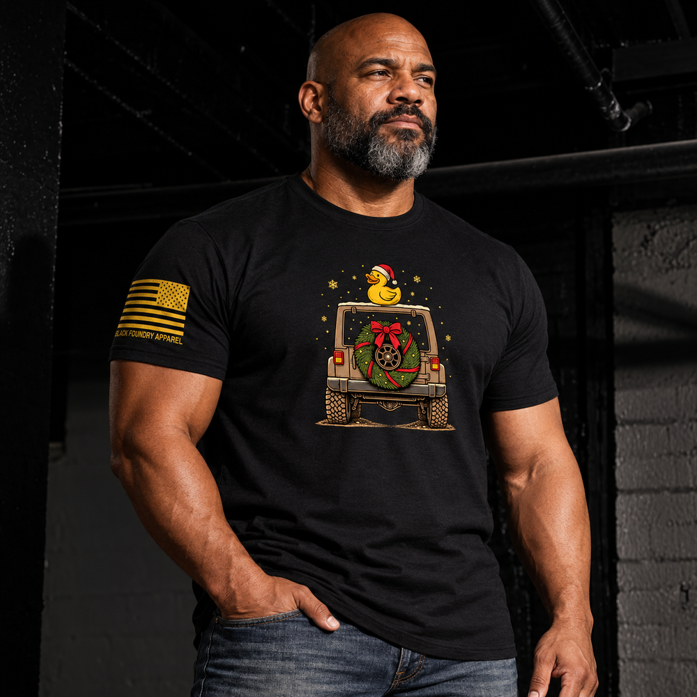 TAKING THE SCENIC ROUTE TO CHRISTMAS T-shirt Black front design lifestyle creative
