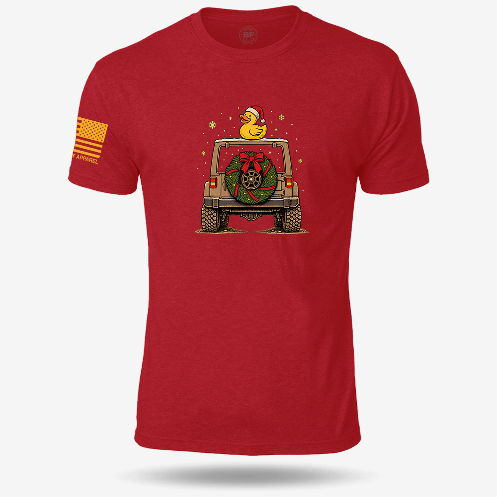 TAKING THE SCENIC ROUTE TO CHRISTMAS T-shirt Red front design mockup