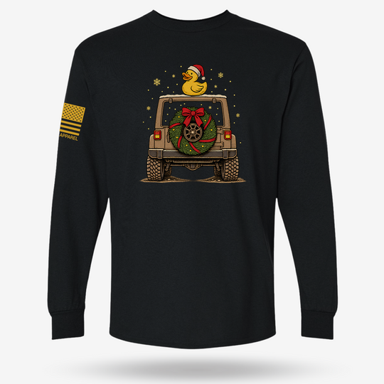 TAKING THE SCENIC ROUTE TO CHRISTMAS Long Sleeve Black main printed design mockup
