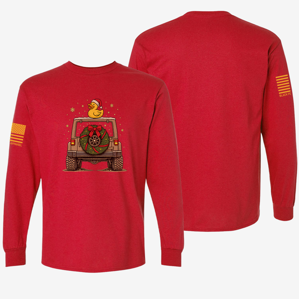 TAKING THE SCENIC ROUTE TO CHRISTMAS Long Sleeve Red front and back mockup