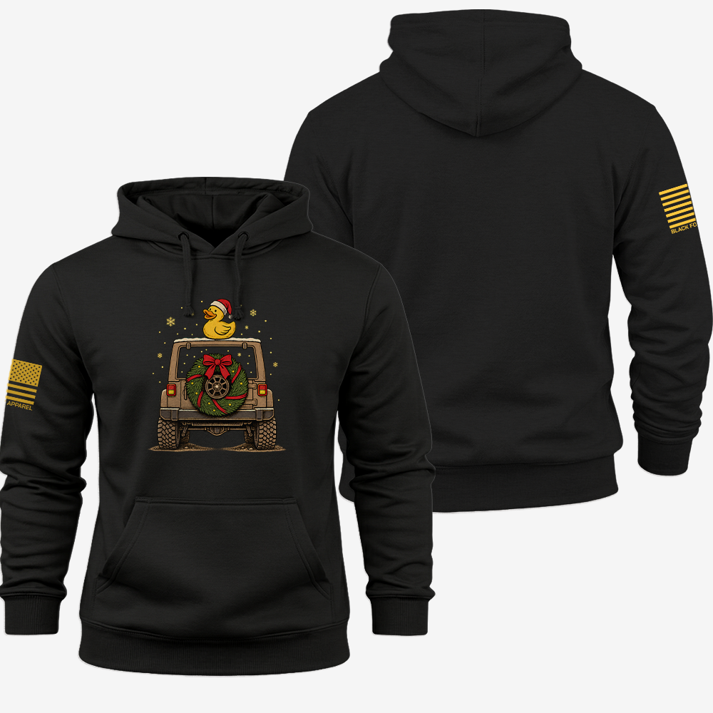 TAKING THE SCENIC ROUTE TO CHRISTMAS Hoodie Black front and back mockup