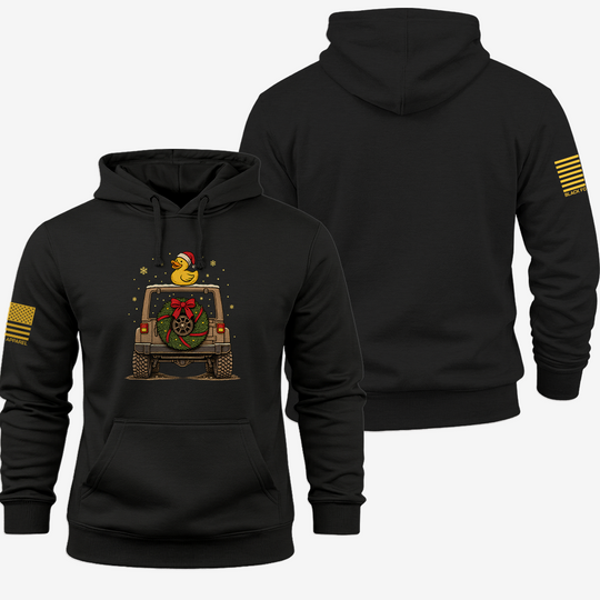 TAKING THE SCENIC ROUTE TO CHRISTMAS Hoodie Black front and back mockup