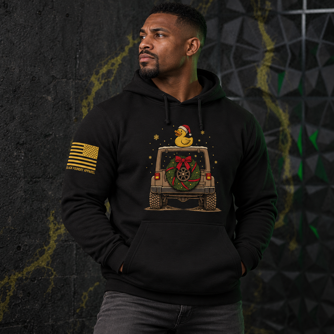 TAKING THE SCENIC ROUTE TO CHRISTMAS Hoodie Black front design lifestyle creative