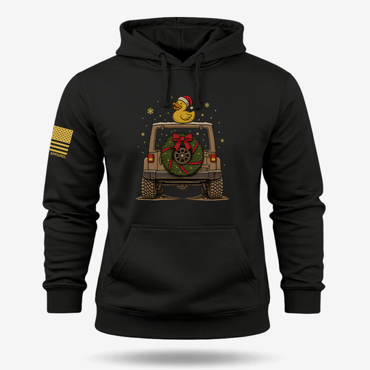 TAKING THE SCENIC ROUTE TO CHRISTMAS Hoodie Black main printed design mockup