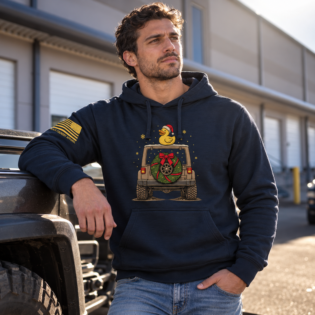 TAKING THE SCENIC ROUTE TO CHRISTMAS Hoodie Navy front design lifestyle creative